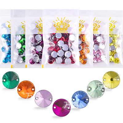 Resin Double Hole Flat Bottom Satellite Hand Seam Drill, Plated Bottom Tip Flat Buckle Diy Clothing Accessories Round Hand Seam Stone