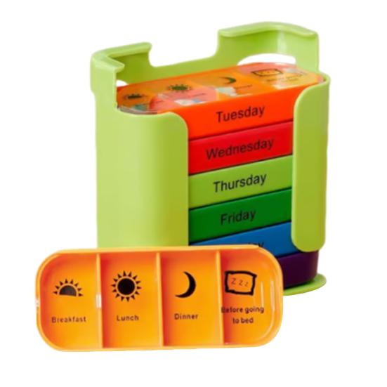 Extra Large Weekly Pill Organizer Medicine Box Compact Design Portable 7-Day Slots Pill Container Travel Separate Pill Case