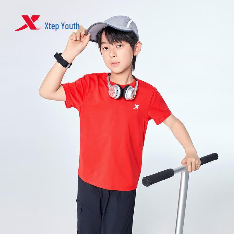 Xtep Youth Letter Print Cotton Short Sleeve T-Shirt