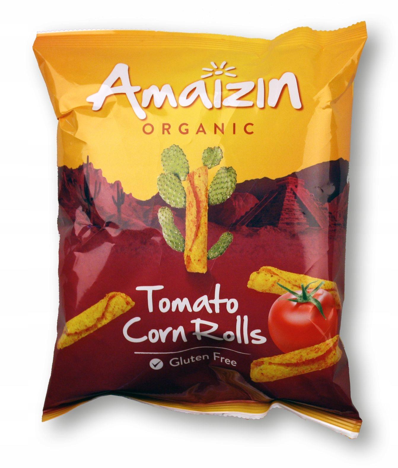 Chips di Mais Arrotolate Pomodoro Senza Glutine Biologiche 100 g - Amaizin