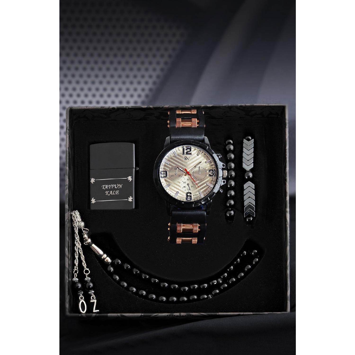 

Водонепроницаемые мужские наручные часы с зажигалкой и браслетом с четками