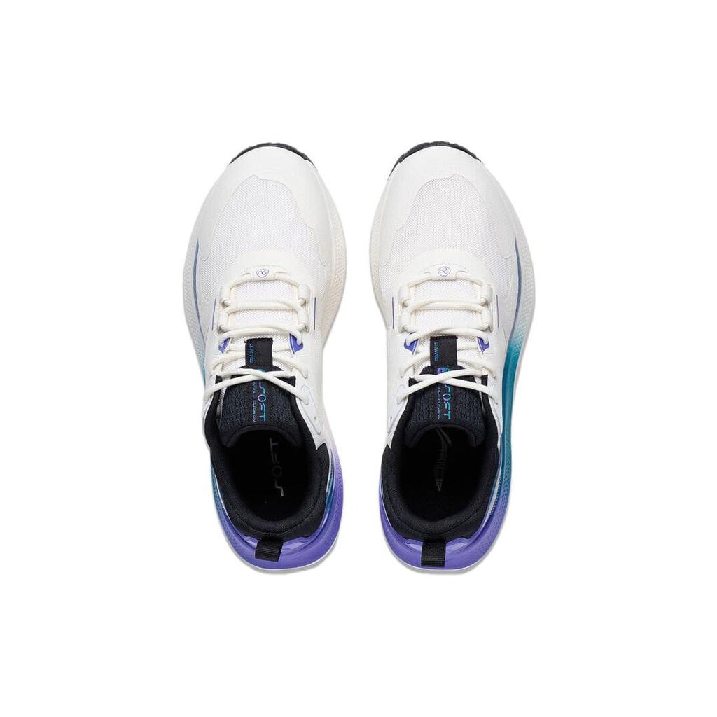 Li Ning SOFT GO Cushioning Slip Resistant Low top Casual Shoes Men's White Blue Purple AGLT125-1