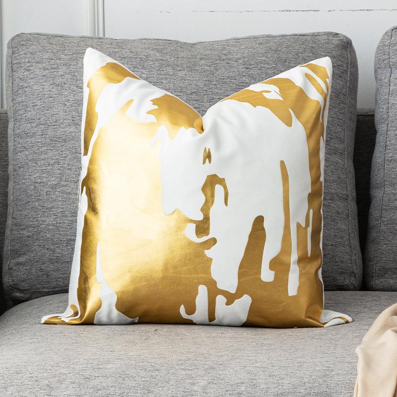 New Nordic Square Hot Stamping Pillow, Fashionable and Simple Hot Stamping Silver Home Living Room Bedroom Sofa Cushion Pillow