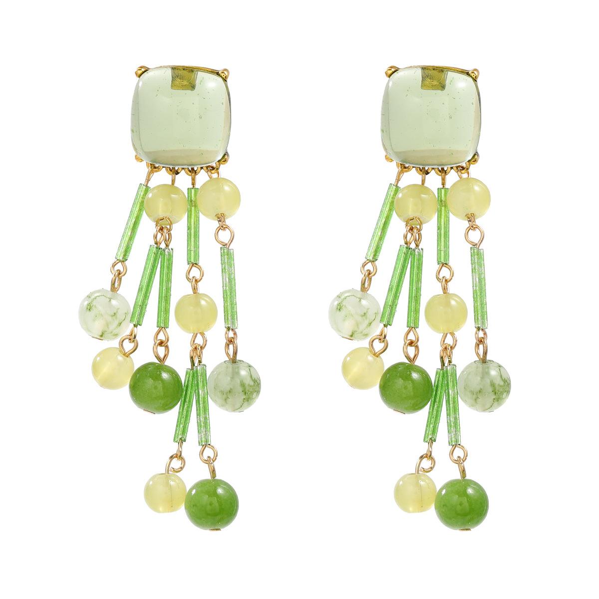 

Длинные серьги-капли из смоляных бусин с кисточками для женщин, украшения в стиле бохо, аксессуары для праздничных вечеринок