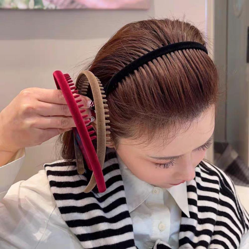 2pc Elegant Black red Velvet Hairband with Tooth Retro Headband for Women Girls Hair Bands Hair Accessories