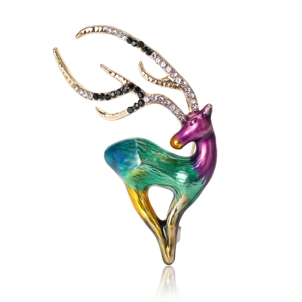 Fashion Enamel Dripping Elk Brooch Simple Animal Pin Women'S Dress Suit Accessories Corsage