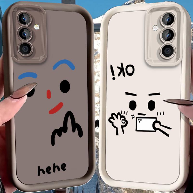 Hand Drawn Hehe Face Case for Samsung Galaxy A53 A50 A50S A36 5G A35 A34 A33 A32 A30 A26 A24 A23 A22 A20 A16 A15 A13 4G Cover