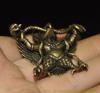 1" Tibet Bronze Pray Exorcism Redpoll Winged Garuda Bird Eagle Buddha Statue