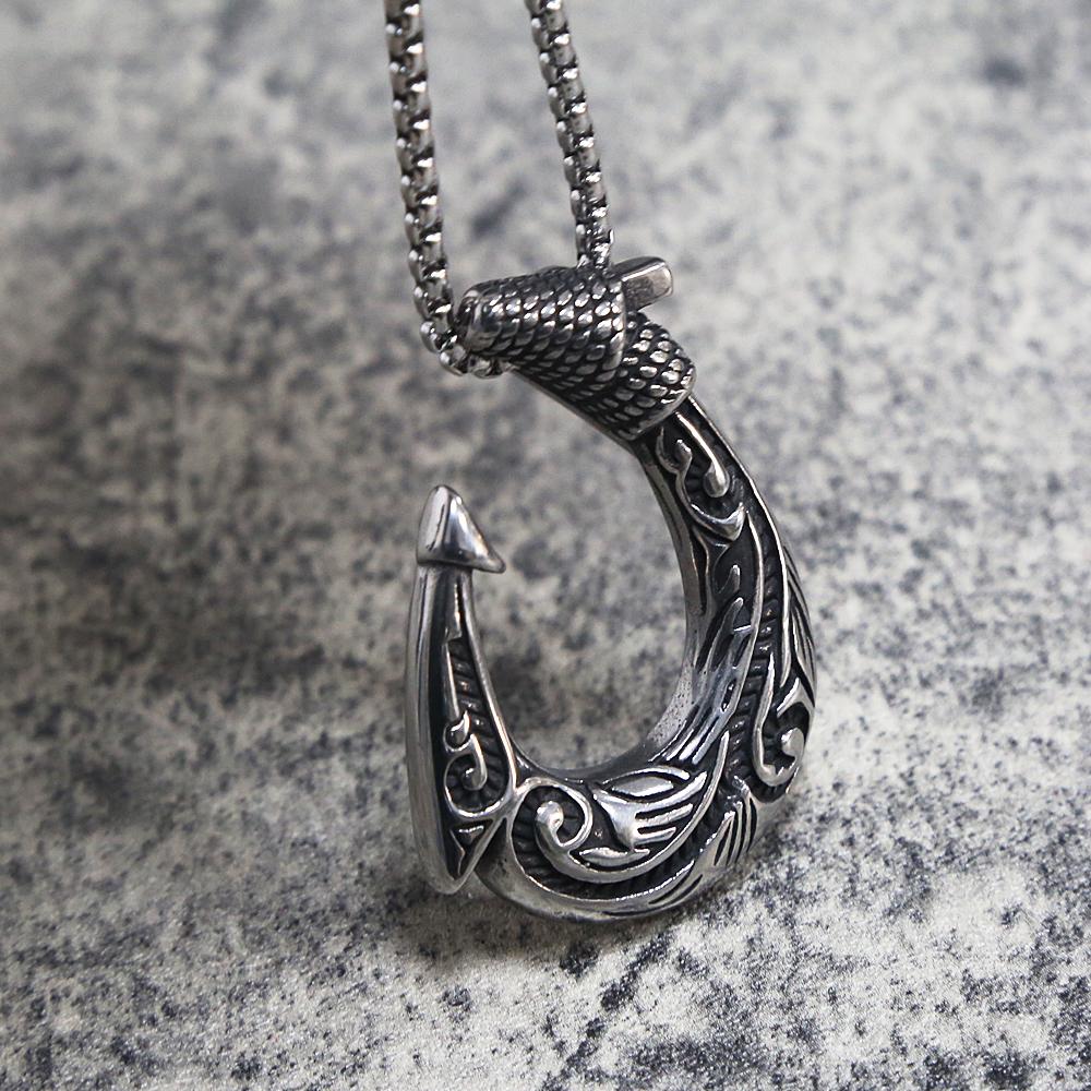 Vintage Stainless Steel Viking Anchor Hook Necklace for Men's Fashion Jewelry Viking Necklace Pendant Gift Men Chain