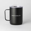 DEAN & DELUCA Stainless Steel Mug with Lid, Black, 300ml, Keeps Drinks Hot and Cold