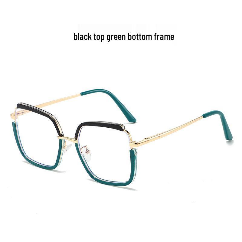 Trendy European & American Style Color-Block Large Frame Women's Glasses - Photochromic Anti-Blue Light.
