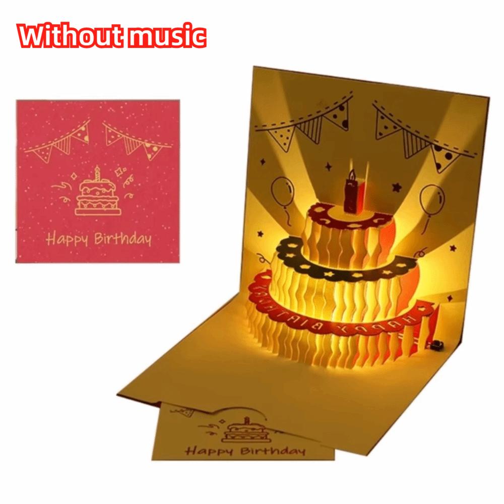 

Folding Type Birthday Card 3D Light Invitations with Envelope Creative Gift Message Cards червоний