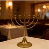 Portacandele Menorah Hanukkah Classico Tradizionale Portacandele in Metallo Ebraico Candelabro Multi-Braccia Dorato Decorazione