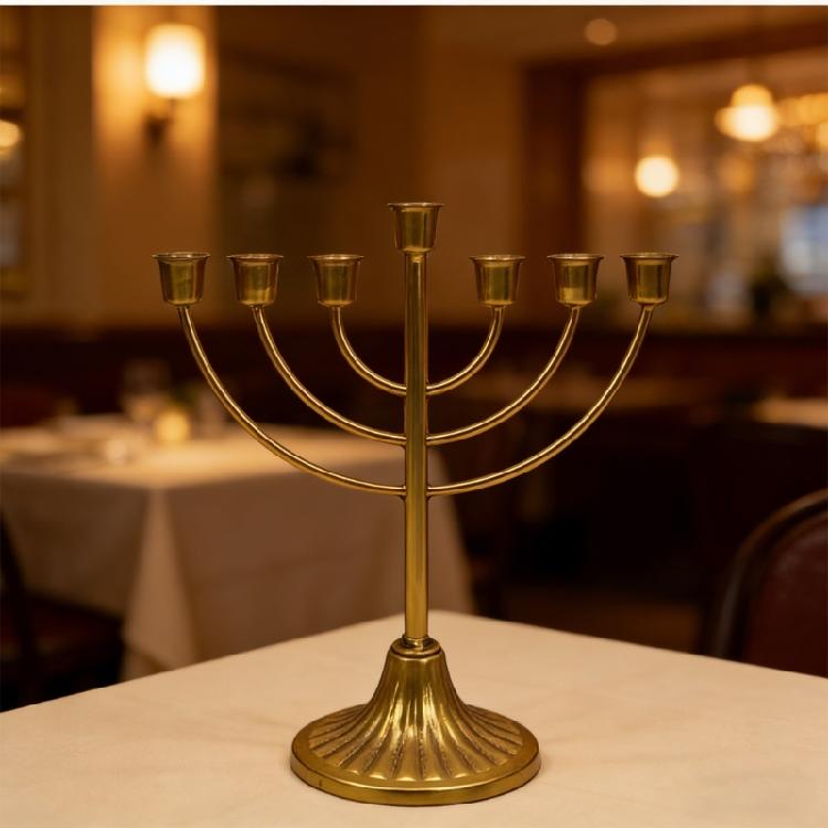 Portacandele Menorah Hanukkah Classico Tradizionale Portacandele in Metallo Ebraico Candelabro Multi-Braccia Dorato Decorazione