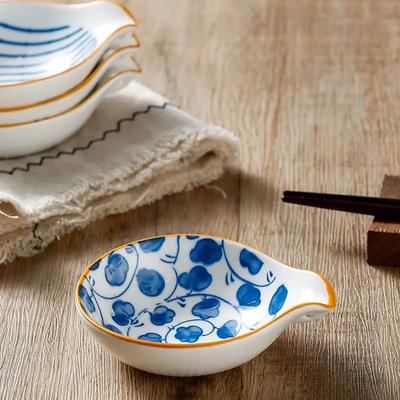 4 szt. Niebiesko-biała porcelana mini miseczka na sos sojowy ceramiczna miseczka na sos domowa ceramika przyprawowa do maczania sosu do sushi przekąskowa zastawa stołowa