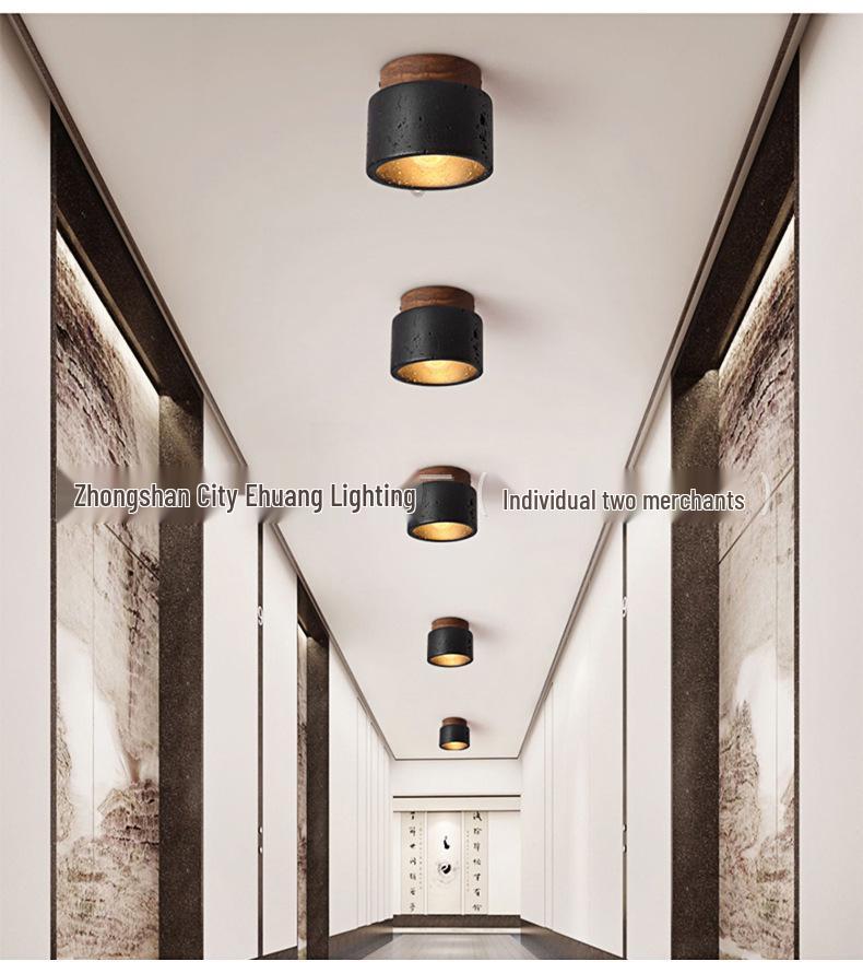 Nordic Wabi-Sabi Yellow Stone Ceiling Light for Hallways & Living Rooms