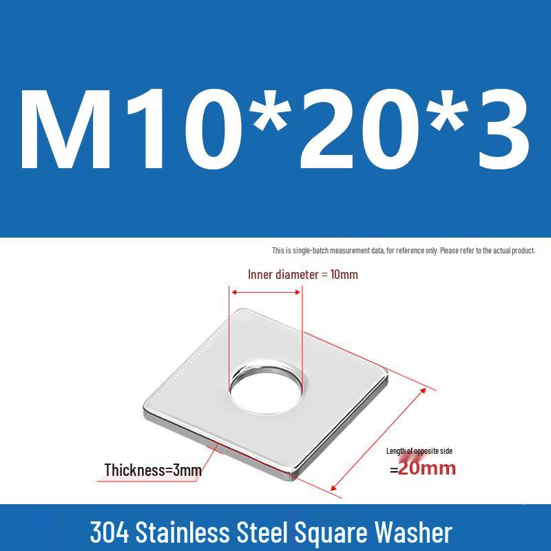 304 Stainless Steel Thickened Square Washer for Curtain Wall (M4-M16)