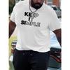European Size Keep It Simple Men's Plus Size Short Sleeve T-Shirt - Oversized Loose Fit Casual Summer Top with Bold Letter Print, Round Neck Versatile
