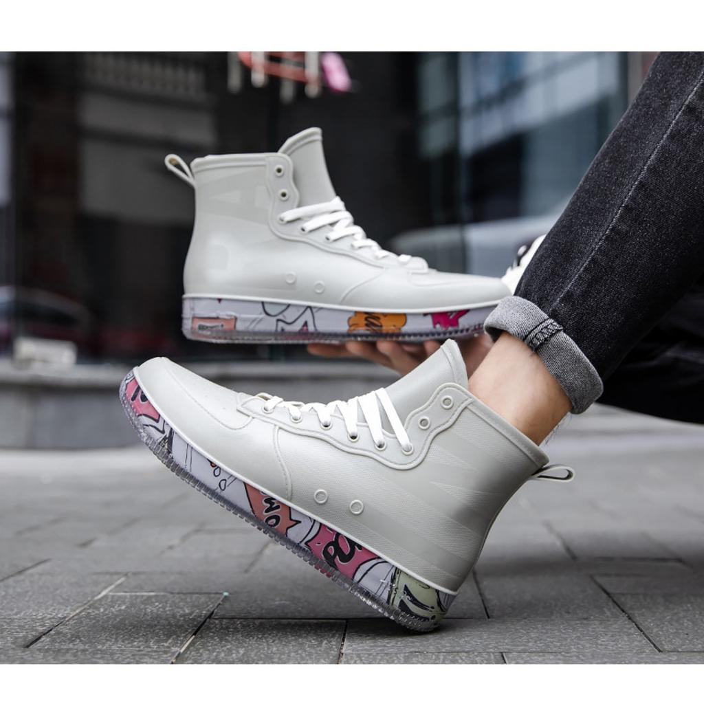 Fashion Graffiti Rain Shoes Men's and Women's Short Tube Outer Wear Adult Rain Boots Non-slip Waterproof Boots Rubber Shoes