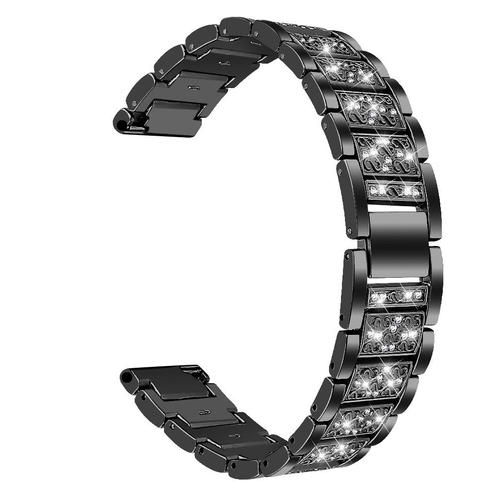 

For Fitbit Versa 4/Sense 2 Zinc Alloy Smartwatch Strap Rhinestone Decor Watch Band Repair Part Black