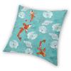 Waterlily Koi In Turquoise Square Pillowcase Polyester Linen Velvet Creative Zip Decorative Home Cushion Cover
