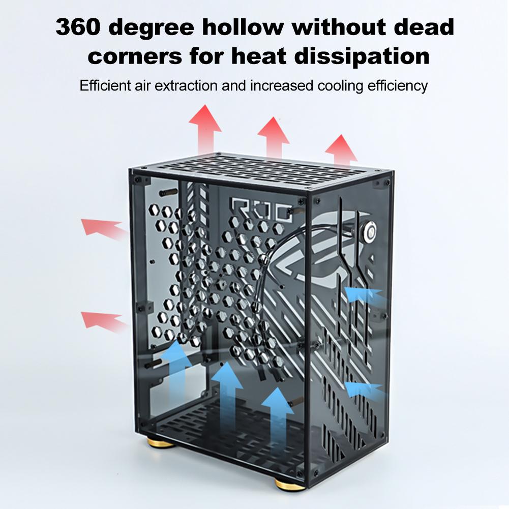 Přenosný akrylový rám FLEX 1U Napájení Mini PC Skříň 4.3L Externí displej Hostitelská sada DIY Holý Podpora pro ITX Počítač