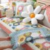 Fresh Countryside Style Couch Mat Cotton Four Seasons Anti Slip Dustproof Cushion Quilted Full Coverage Sofa Cover Cloth Towel