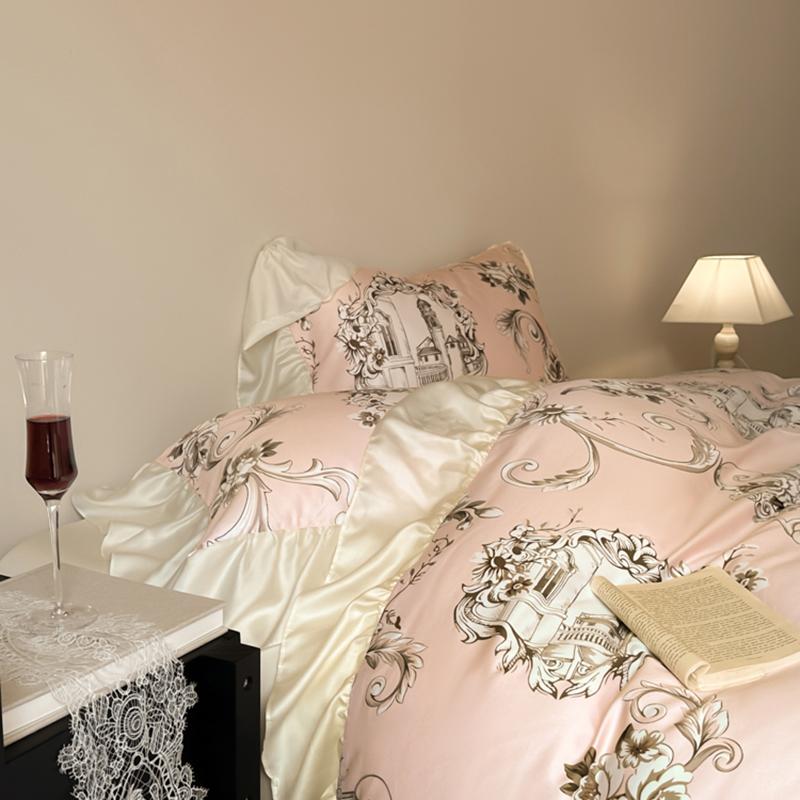 Bedding Set Duvet Cover Set French Style Princess 2024 New A-Class Digital Printing Skinner Cotton Matte Four PIECE Set