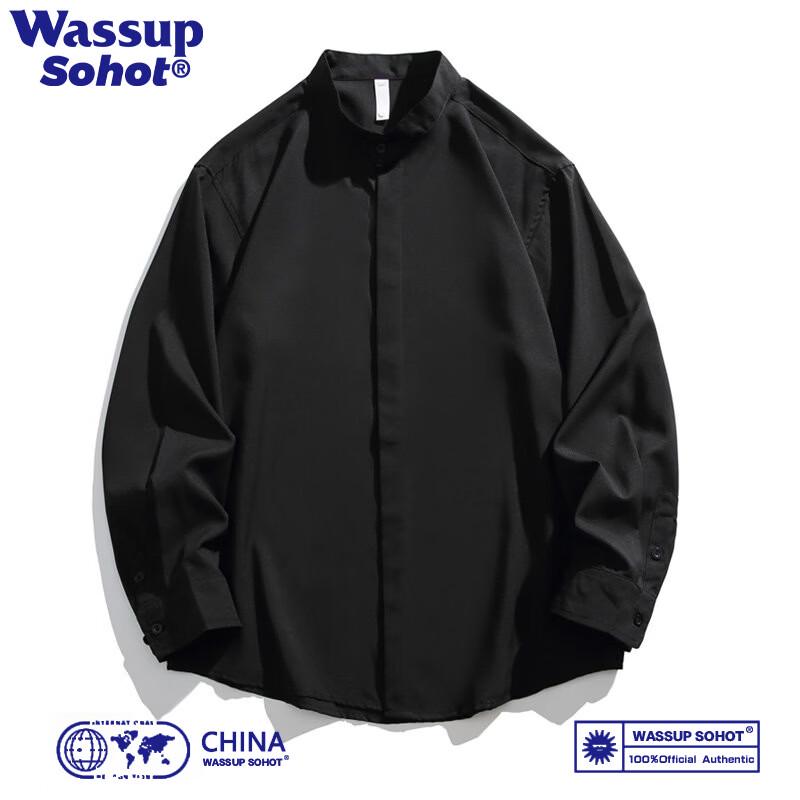 

Wassup Sohot Men s Retro Solid Long Sleeve Shirt Jacket M