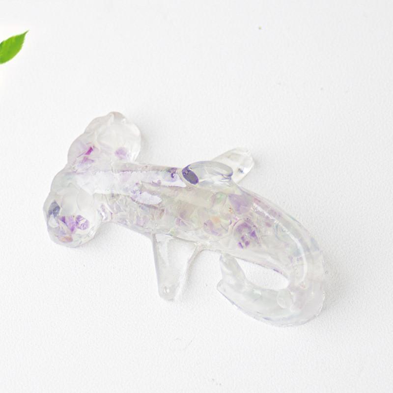 Hammerhead Shark Resin Art Sculpture With Natural Crystal Stones For Office Decor And Gift Giving