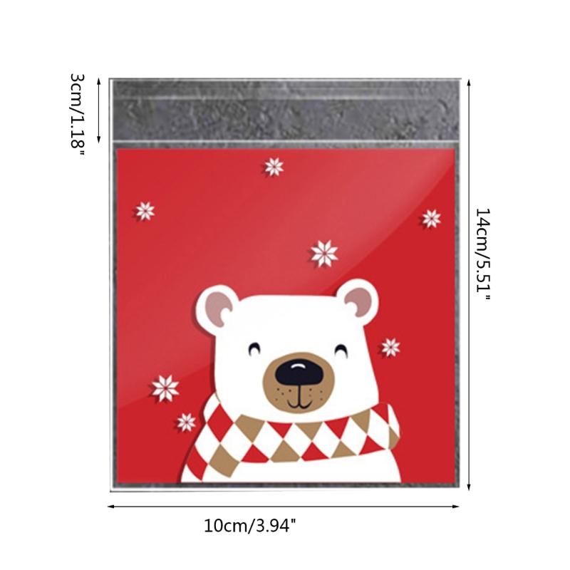 100 Pcs Christmas Decorations Cookie Bags Small Snack Bag Gift Packaging Bag