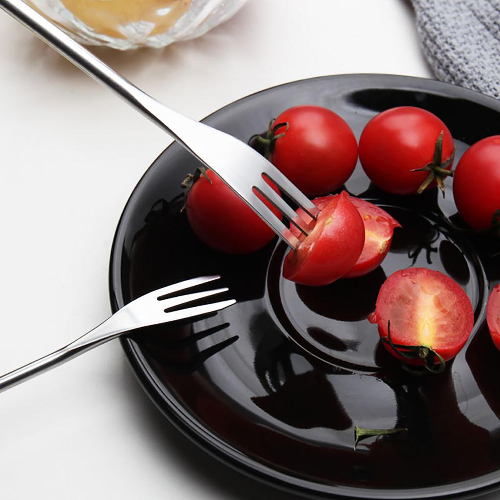 6Pcs Cheese Hot Pot Fork Dinnerware Set Western Stainless Steel Cutlery Dessert Fork Flatware Cake Fruit Bread Fork Tableware