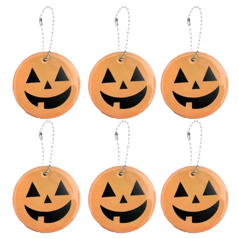

6 Pieces Halloween Lights Halloween Decorations Fairy Lights Pumpkin for Monster Reflective Pendant For Your Car Keys жёлтый/оранжевый