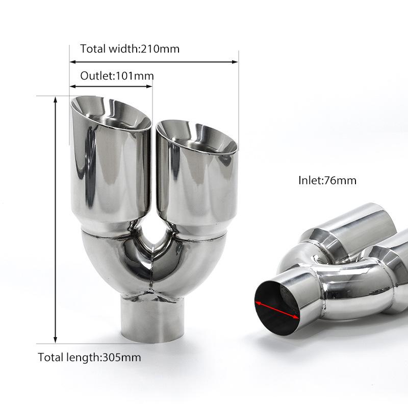 Universal Stainless Steel Dual-Layer Tailpipe Cover - Black/Silver