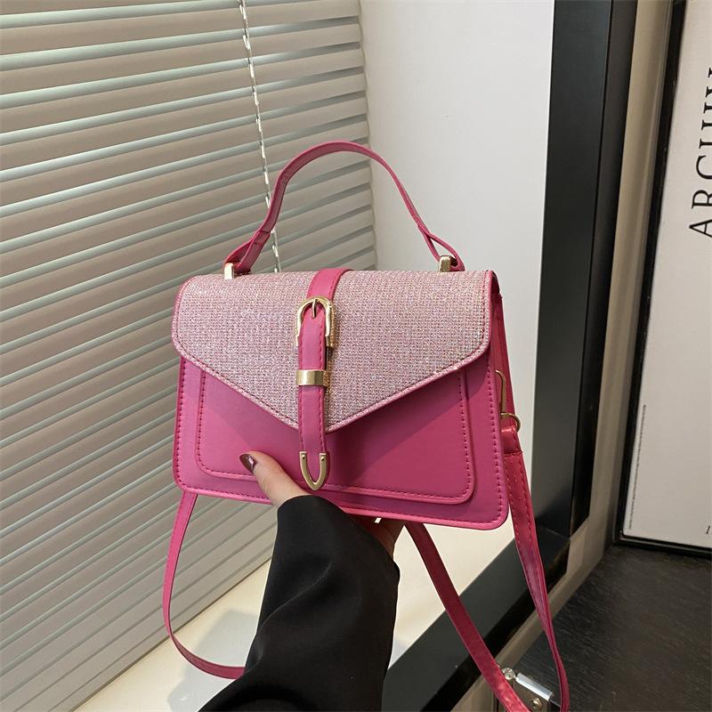 

Сумка-мессенджер нишевого дизайна для通勤, женская сумка, новая премиальная сумочка, простая наплечная сумка, текстурная маленькая квадратная сумка роза розовый