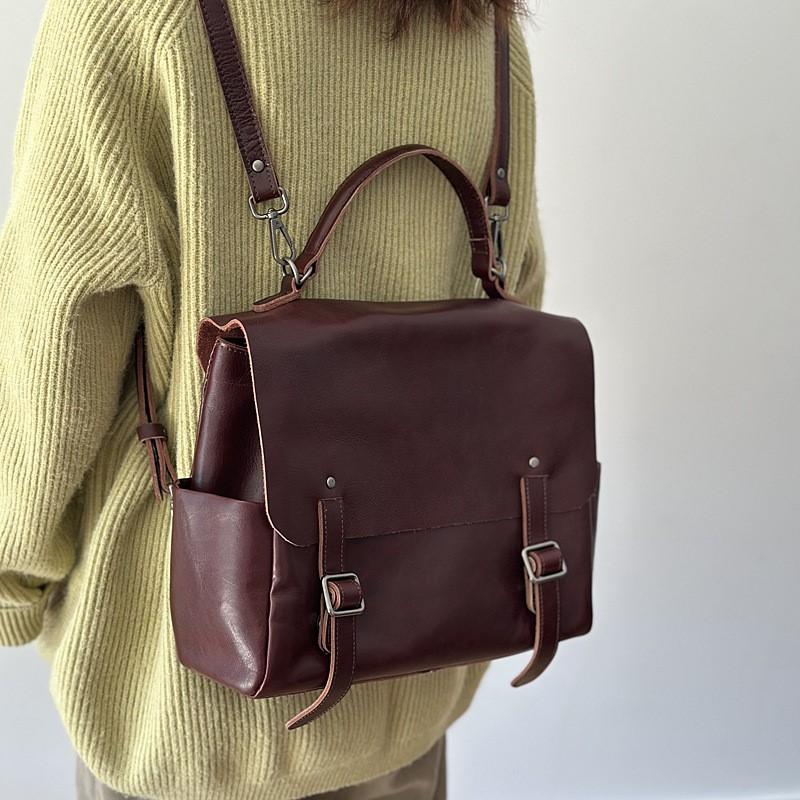 Mochila de Cuero Genuino Johnature para Mujer Gran Capacidad Mochila para Viajes y Commuting Bolso de Hombro Multifuncional