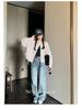 American Retro Casual PU Leather Drawstring Jacket - Autumn 2024, Small Size, Loose Fit, Age-Reducing Design