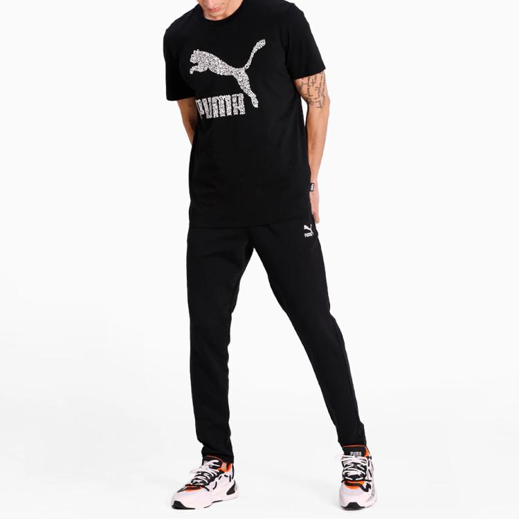 Puma X Mr Doodle Graphic Print Crew Neck Short Sleeve T-Shirt Men Tops Black 598641-01