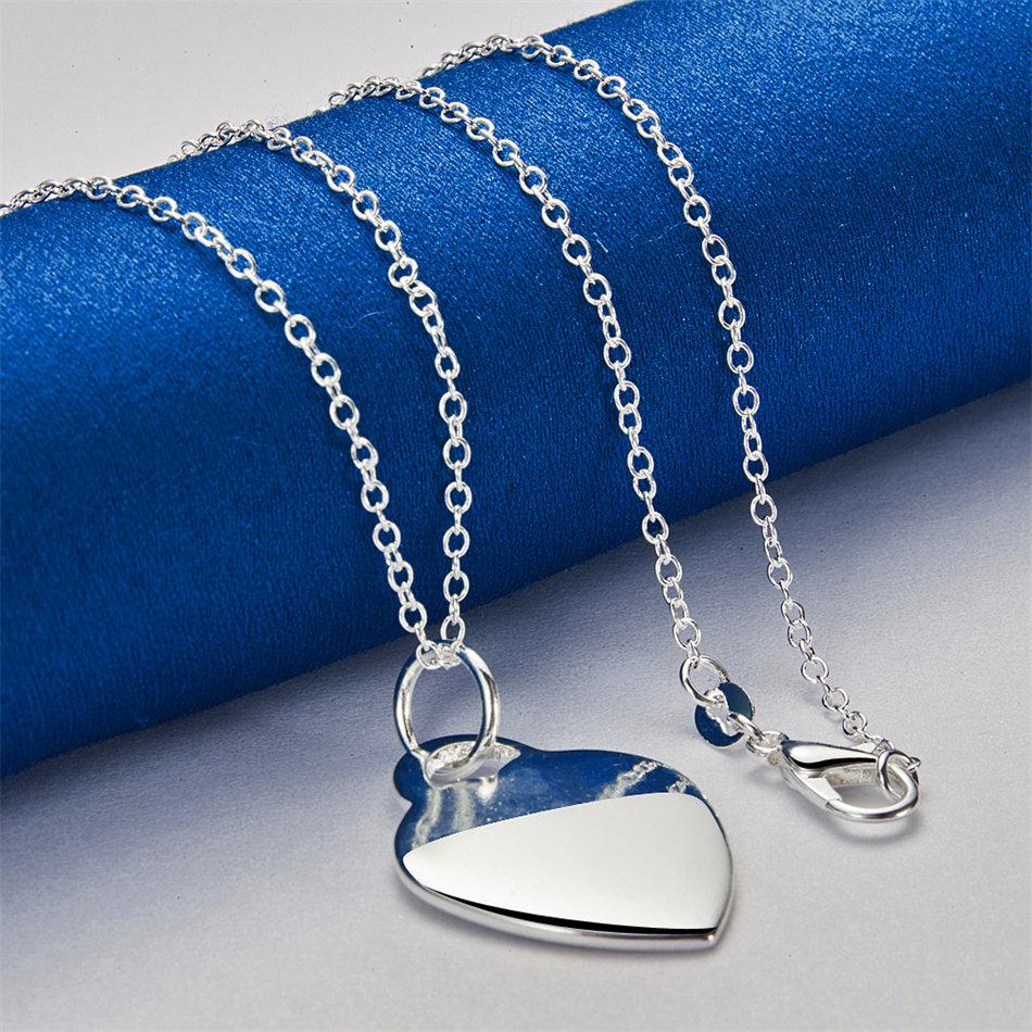 925 Sterling Silver 16-30 Inch Women's Exquisite Bright Face Heart-shaped Pendant Necklace Accessories, Wedding Fashion Jewelry