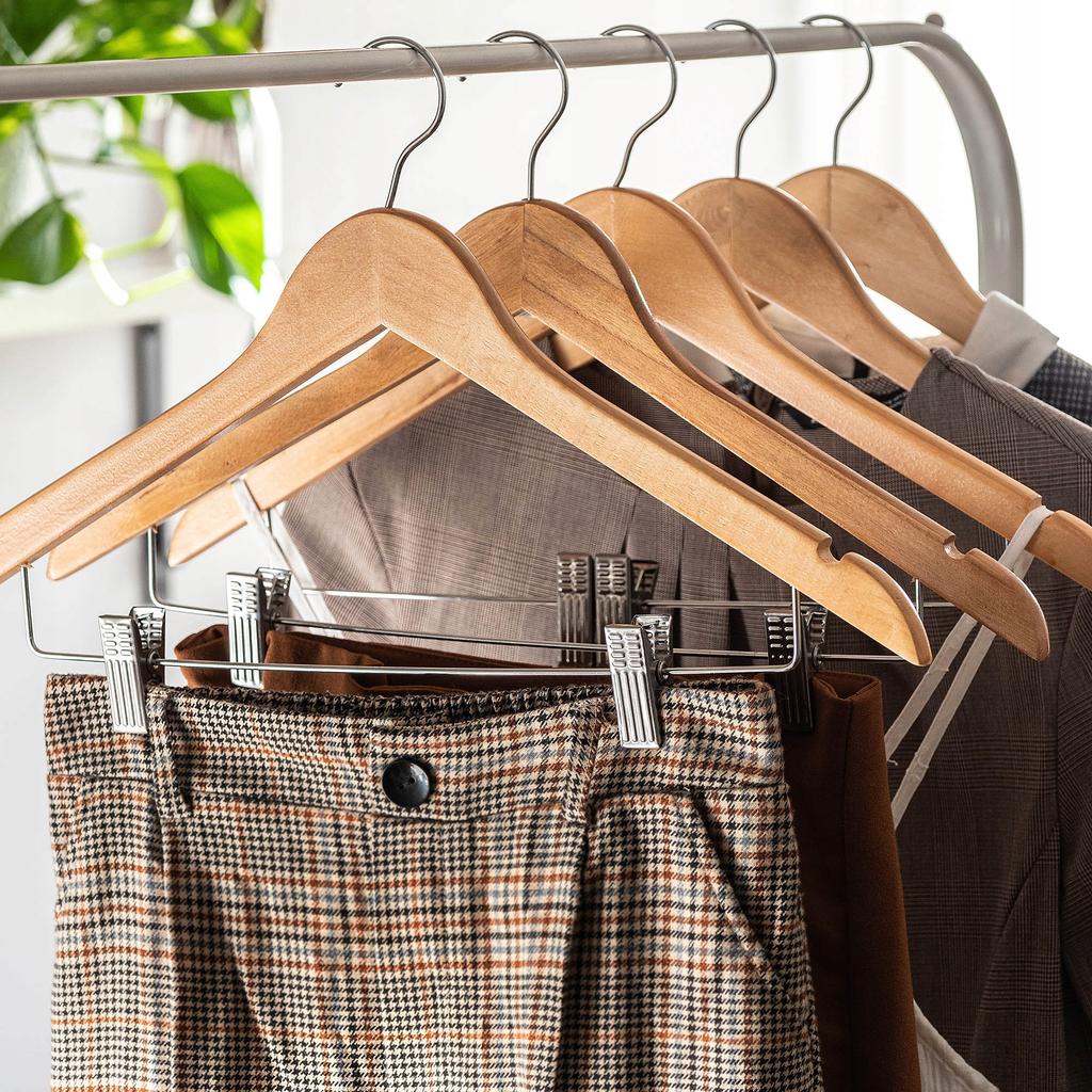 KADAX Wooden Clothes Hangers With Clips