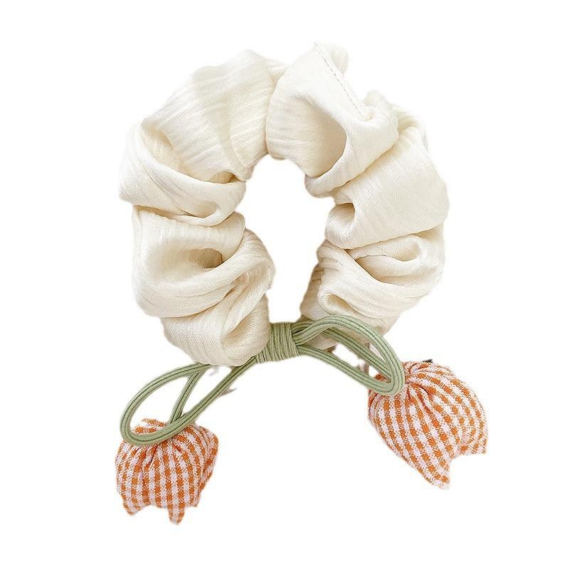 Tulip Large Intestine Hairband Head Rope Female Tie Ponytail Leather Tie Hair Rope Butterfly Knot Satin Sweet and Cute Headwear