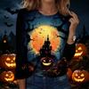 Women's Halloween Graphic Pullover Sweatshirt Long Sleeve Crew Neck Casual Top Comfortable Fit Seasonal Printed Shirt