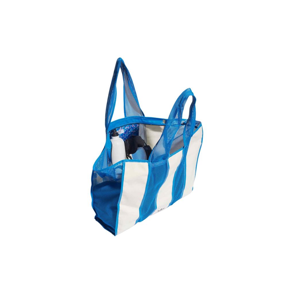 New Adidas Originals Polyester Tote Bag, Shopping Bag, Shoulder Bag, Handbag Extra Large Unisex Blue & Ecru IS0675