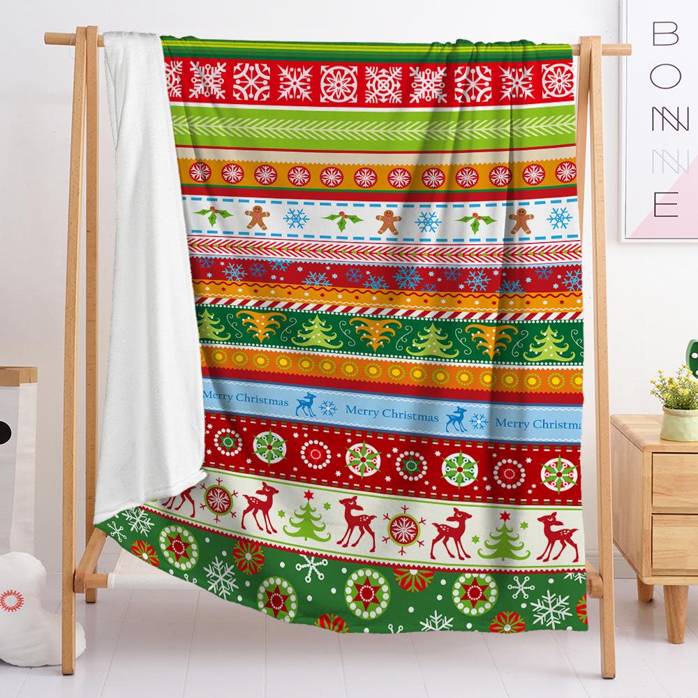 Blanket Small Fresh 2D Digital Printed Blanket Christmas Flannel Blanket Single Layer Blanket