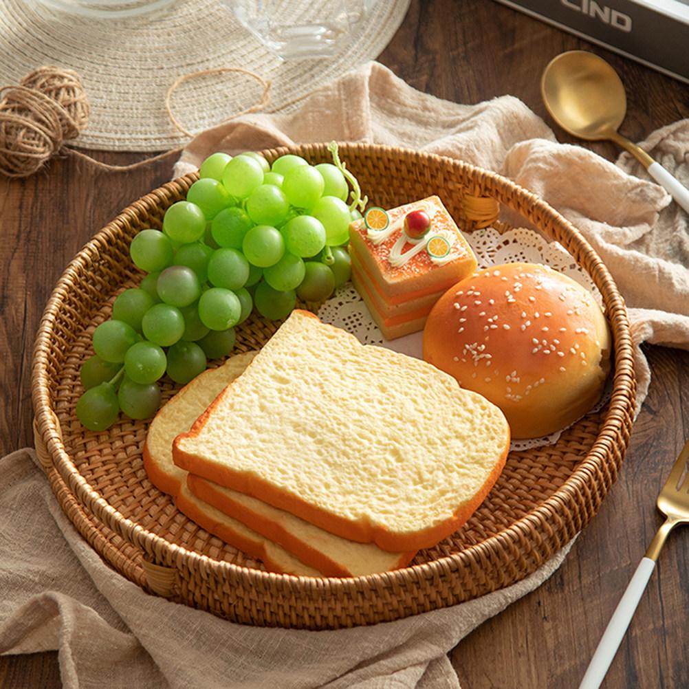 1pc Rattan Storage Basket Hand-Woven Vintage Tray Eco- Plate Multipurpose Home Decor Organizer Vietnam