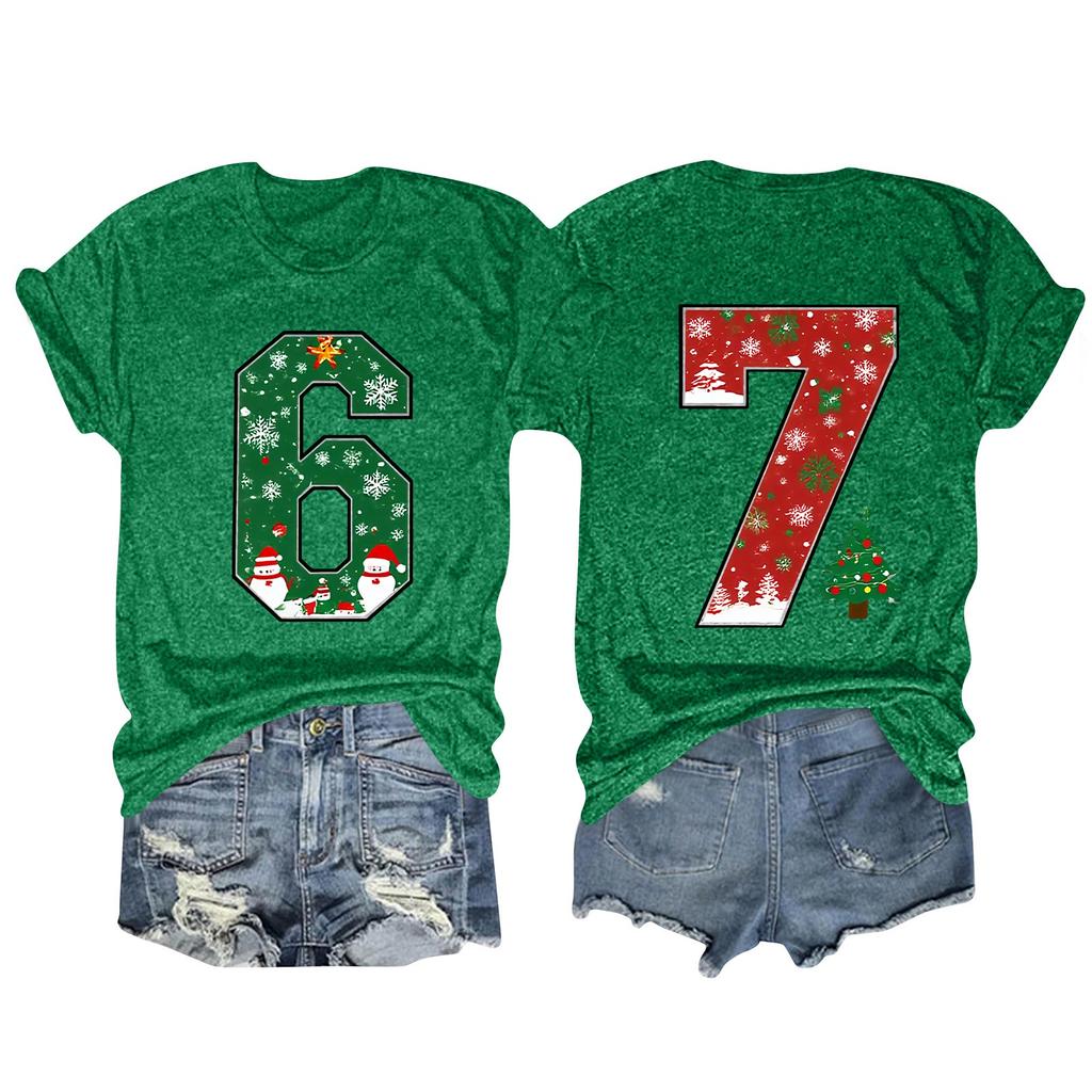 Camiseta de manga corta con cuello redondo y estampado de moda para mujer