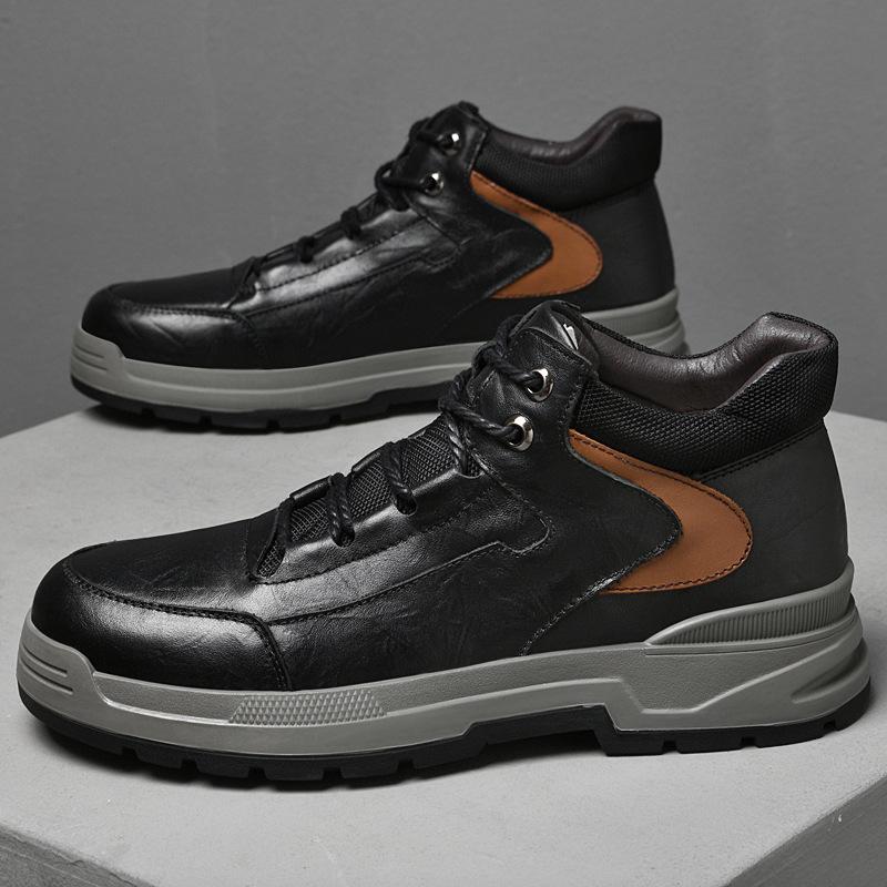 Autumn and winter high-top outdoor casual shoes tooling Martin cowhide warm and wool tooling shoes men's shoes