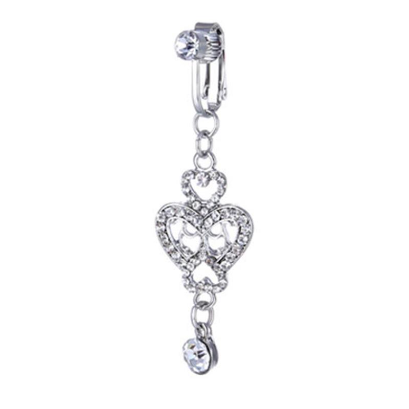 Fałszywy Fałszywy Piercing Brzucha Klip Wisiorek Inkrustowane Diamentowe Pierścionki Pępka Klip Ucha