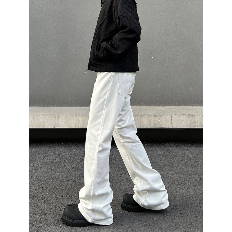 Blaexit Paris Bootcut Knife-Cut Pants Men's White Jeans Straight-Leg Slightly Flared Cleanfit Pants