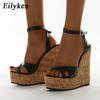 Summer White Women's High Heels Hollow Out Sandals Platform Buckle Wedges Front Open Toe Ladies Shoes Size 35-42